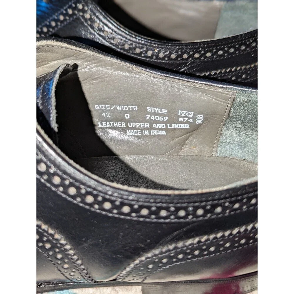Old‎ Money Quiet Luxury Black Wingtip Oxford Shoes Oakton Leather Men's 12D